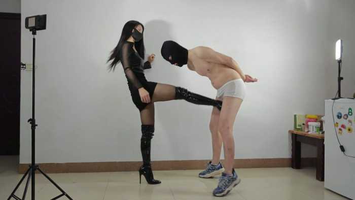 职院学生小贝12CM黑丝大红底超高跟全体重踩踏 YC-250104-4